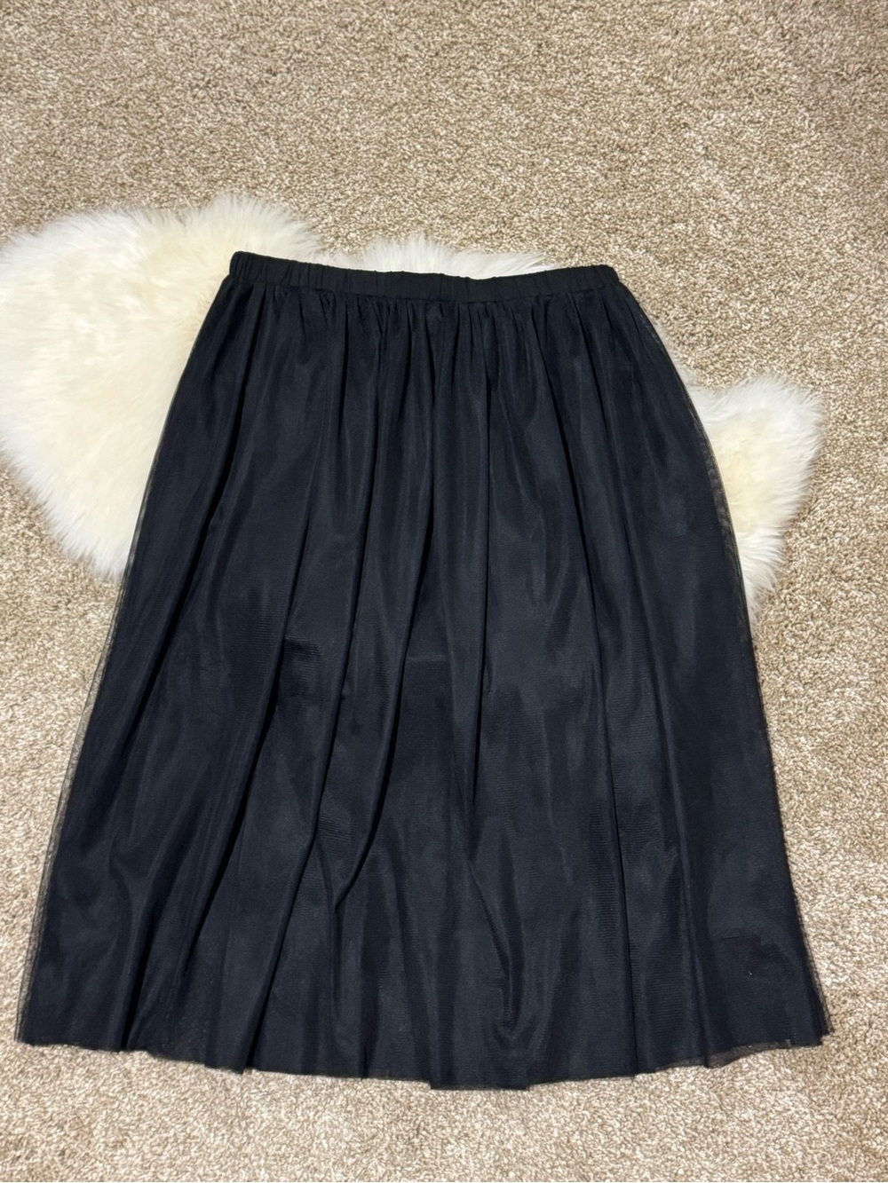 NWOT Banana Republic Women’s Black Tulle Pleated Midi Skirt Size S
